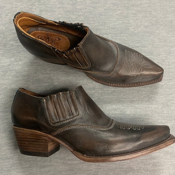 Freebird Wyoming Women's 9 Western Ankle Boots Brown Leather Cowgirl Western - Picture 2 of 16